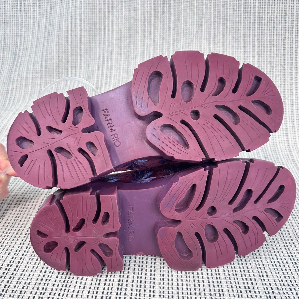 Farm Rio Loafers Womens Size 8.5 Purple Velvet Embroidered Platform Lug Sole - Picture 10 of 12